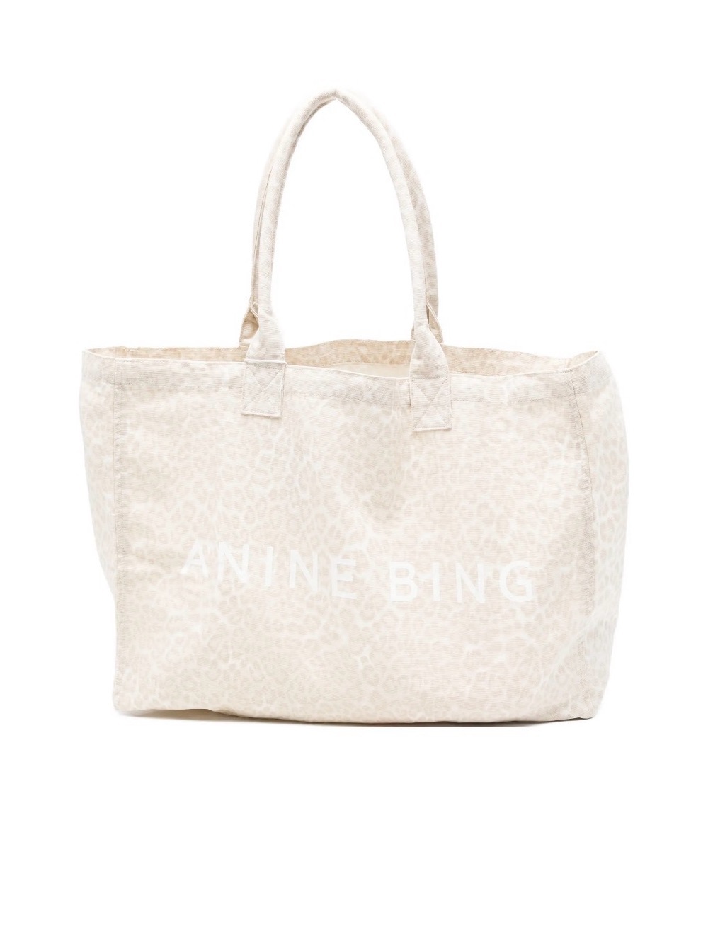 Anine Bing Light Beige Leopard Canvas Tote NWT